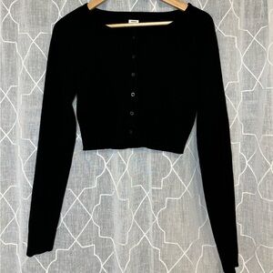 Aritzia Sunday Best black crop button up cardigan